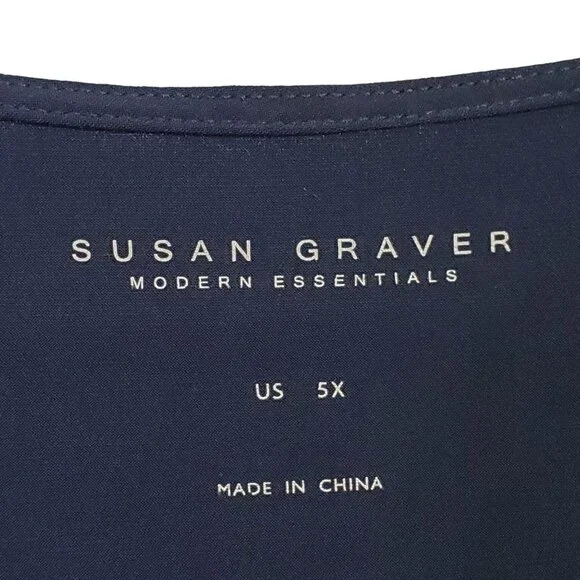Susan Graver Modern Essentials Size 5X Tunic Top V-Neck Liquid Stretch Knit Blue - Picture 4 of 9